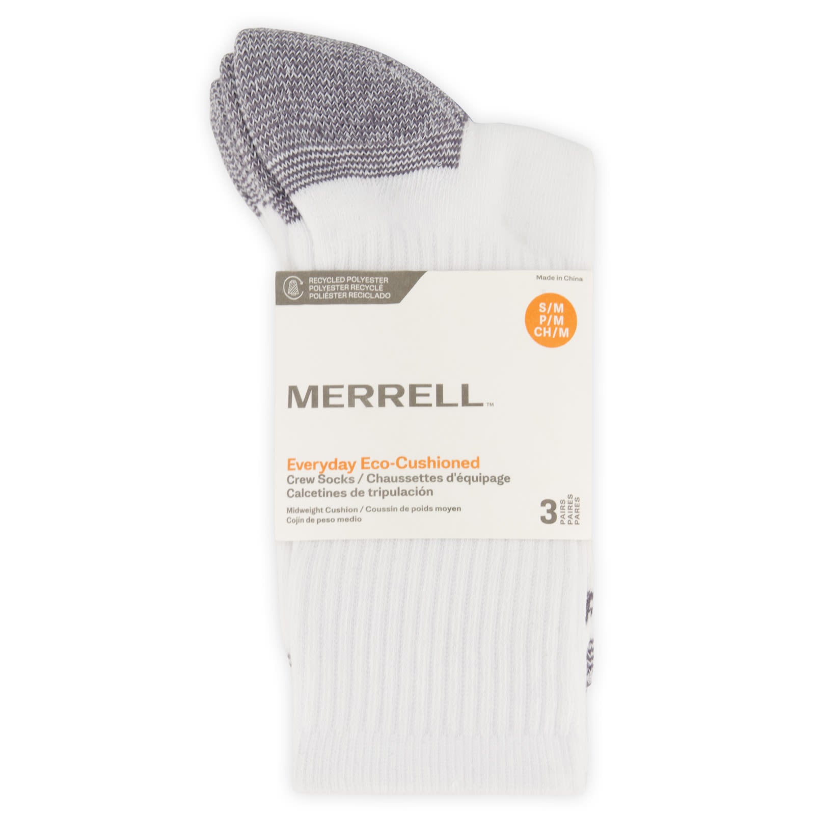 Eco-Cushioned Crew Sock 3 pack - White