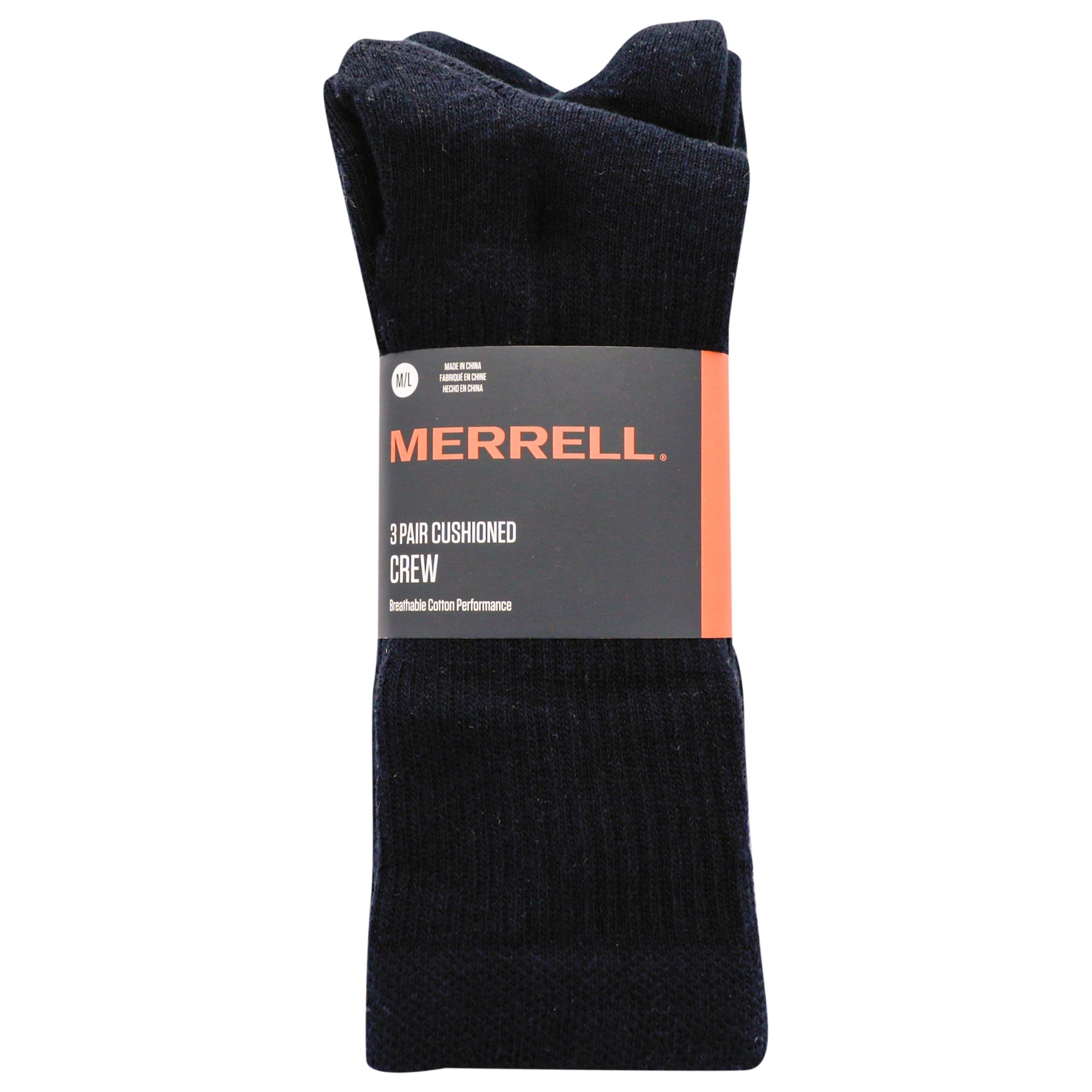 Crew Cushioned Cotton Sock 3 Pack - Black