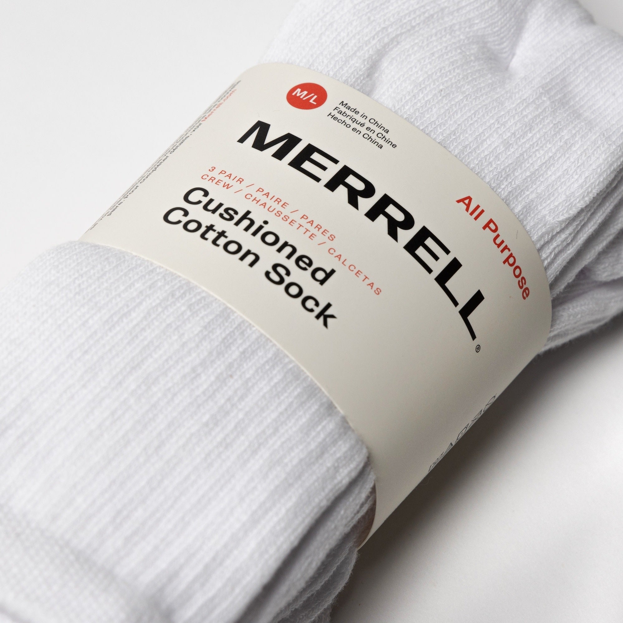 Crew Cushioned Cotton Sock 3 Pack - White